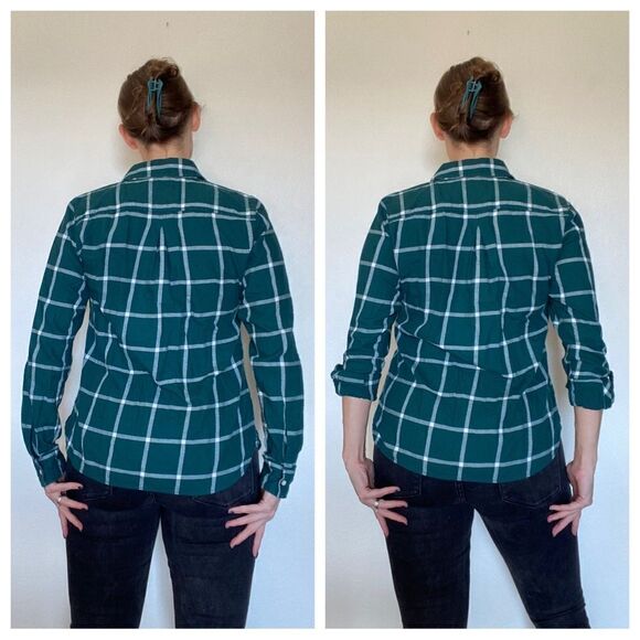 Tommy Hilfiger Shirt Plaid Popover Half Button Down Top Green - Picture 5 of 13
